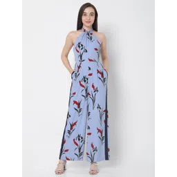 Vero Moda Women Blue Floral Print Halter Neck Jumpsuit-picture-32