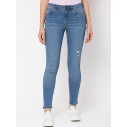 Vero Moda Women Blue Skinny Fit Low Distress Light Fade Jeans-picture-31