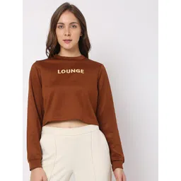 Vero Moda Women Brown Printed Crop Sweatshirt-picture-26