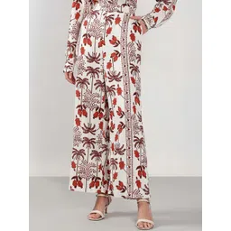 Vero Moda Women Floral Printed Flared High-Rise Parallel Trousers-picture-29