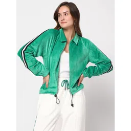 Vero Moda Women Green Shirt Collar Front-Open Sweatshirt-picture-43