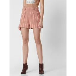 Vero Moda Women Pink & White Striped Regular Fit Shorts-picture-12
