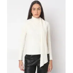 vero moda Women Ribbed High-Neck Pullover-picture-27