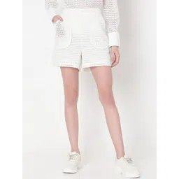 Vero Moda Women Schiffli High-Rise Pure Cotton Shorts-picture-22