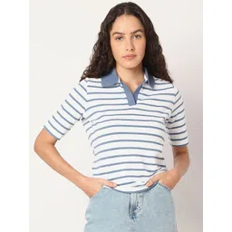 Vero Moda Women Striped Polo Collar T-shirt-picture-32