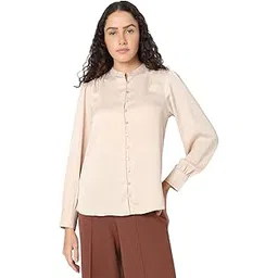 vero moda Women's Mandarin Collar White Shirt-picture-34