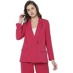 vero moda Women's Polyester Blend Standard Length Double Breasted Blazer-picture-27