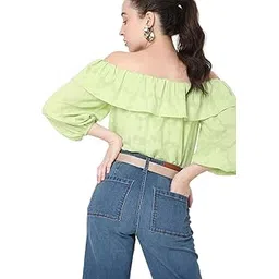 vero moda Women's Polyester Oversized Fit Stylised Top-picture-38