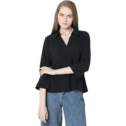 vero moda Women's Polyester Solid Relaxed Fit T-Shirt-picture-23