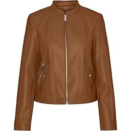 vero moda Women's Standard Length Leather Jacket-picture-22