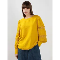 Vero Moda Yellow Regular Fit Self Pattern Top-picture-19