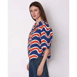 vero moda Wavy Print Boxy Fit Shirt image 2