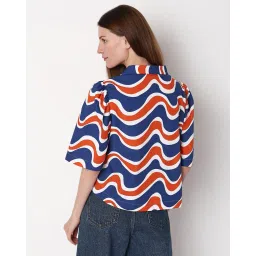 vero moda Wavy Print Boxy Fit Shirt image 3