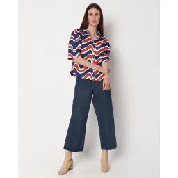 vero moda Wavy Print Boxy Fit Shirt image 4