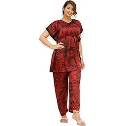 veshvilla Long Printed Kaftan Nightsuit (Army)-picture-11