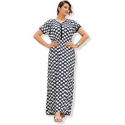 veshvilla Women's Printed Regular Maxi Nighty (Blue Special)-picture-15