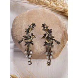 VESTIDO MODAS Copper-Plated Pearls Studded Contemporary Drop Earrings-picture-42