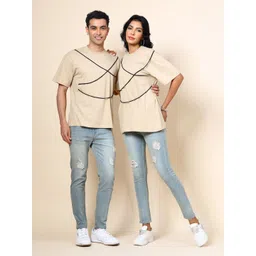 VESTIDO MODAS Unisex Solid Round Neck Pure Cotton Oversized T-shirt-picture-11