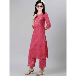 Vetrokart Girls Floral Printed Regular Raw Silk Kurta with Pyjamas-picture-11