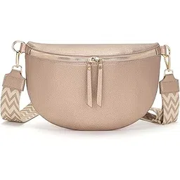 vezluax 30 x 20 cm Large Bum Bag Women's Vegan Leather Shoulder Bag Women's Crossbody Bag Women's Belt Bag with 5 cm Wide Strap, L-rose gold, 30 x 20 x 9 cm, Utility-picture-54