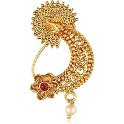 vfj vighnaharta fashion jewellery Vighnaharta Gold with Artificial stone and beads with Peals Alloy Maharashtrian Nath Nathiya./ Nose Pin valentine day gift valentineday gift for her gift for him gift for women gift for women {VFJ1090NTH-Press }-picture-46