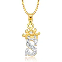 vfj vighnaharta fashion jewellery Vighnaharta Royal Crown 'S' Letter CZ Gold and Rhodium Plated Alloy Pendant for Men and Women -[VFJ1286PG]-picture-18