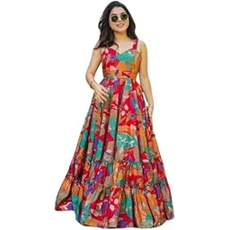 V_F_Women's Multicolor Floral Printed Rayon Gown with Ruffle Hem_BARLIN-33-picture-19