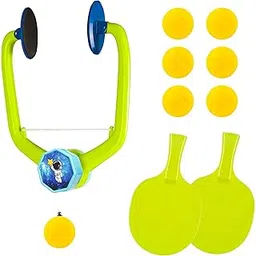 VGRASSP Door Frame Clamping Hanging Table Tennis Trainer Set Toy for Kids with 2 Rackets and 6 Ping Pong Balls - Self Training, Indoor Gaming Toy with Height Adjustable String - Color As Per Stock-image-19