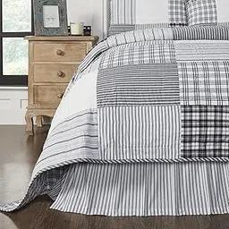 VHC Brands, Sawyer Mill Ticking Stripe Queen Bed Skirt, Black, 60x80x16-picture-13