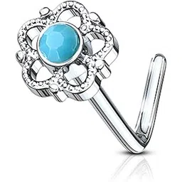 316L Stainless Steel No-Tarnish No-Rusting Flower Pierced Nose Pin Stud for Women and Girls (NR04907) 1 Pc-image-22