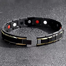 via mazzini Stainless Steel Black Strand Bracelet For Men (Bracelet0158) image 2