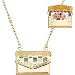 via mazzini 18K Real Gold Plated 'The Golden Bag of Memories' Photo Locket Pendant For Women And Girls | Valentine's Day Gift (NK0395) 1 Pc-picture-18