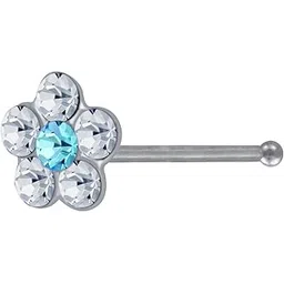 via mazzini 92.5-925 Sterling Silver Crystal Flower Nose Pin Stud for Women and Girls (NR0174) 1 Pc Only-picture-35