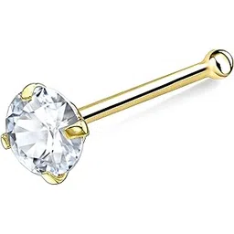 via mazzini 92.5-925 Sterling Silver Gold Plated 4mm Crystal Nose Pin Stud for Women and Girls (NR0198) 1 Pc-picture-29