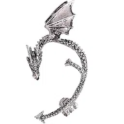 via mazzini Clip-On Metal Antique Silver Stylish Strahan Dragon Single Ear Earcuff Earring (Er2225) 1 Pc - Womens-picture-39