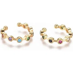 via mazzini Fashionable Gold Plated Geometric Colourful Crystals Non-Pierced Clip-On Ear Cuff Earrings For Women And Girls (ER2081) 1 Pair-picture-37