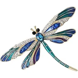 via mazzini Gold Plated 'Empress Zephyra' Blue Dragonfly Brooch Cum Saree Pin For Women And Girls (Brooch0606) 1 Pc-picture-57