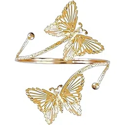 via mazzini Gold Plated Parties/Wedding 'Dance of the Butterflies' Upper Arm Bracelet Armlet Cuff Band Bangle For Women And Girls (Bracelet0611) 1 Pc-picture-32