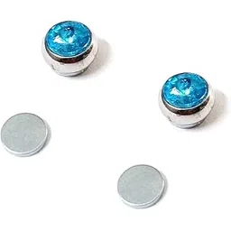via mazzini No-Tarnish No-Rusting Dome Design 8mm Clip-On No-Piercing Required Daybreak Sky Blue Crystal Magnetic Ear Stud Earrings For Men And Women (ER2649) 1 Pair-picture-42