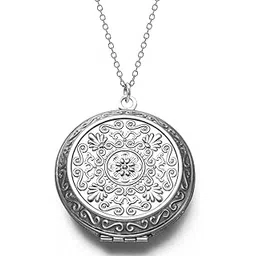 via mazzini No-Tarnish No-Rusting Never Fading Circular Memory Photo Locket Pendant With Chain for Women and Men (NK1014)-picture-35