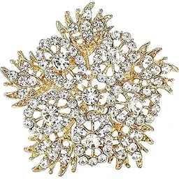 via mazzini Shimmering Bloom Crystal Studded Flower Brooch Cum Saree Pin For Women (Brooch0640) 1 Pc-picture-19
