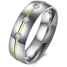 via mazzini Stainless Steel Crystal Proposal Engagement Band Ring for Men and Boys (Ring0383)-picture-20