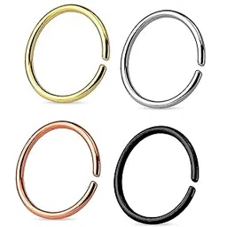 via mazzini Surgical Steel 8mm No Rusting Clip-On Non-Pierced Nose Ring Set For Women And Girls (NR0159) 4 Pcs-picture-41