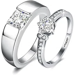 via mazzini White Gold Plated Crystal Proposal Promise Couple Rings for Girls and Boys (Ring0278)-picture-34