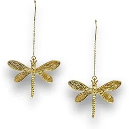 viana jewels Gold Dragonfly Dangle Earrings, Chain Drop Design, Textured Wings-picture-24