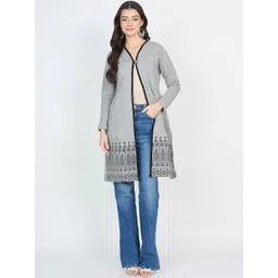 VIAZAA Women Longline Ethnic Button Shrug-picture-13