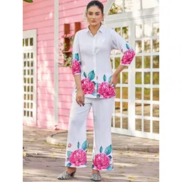 VIBE VISION Floral Printed Three-Quarter Sleeves Shirt With Trouser-picture-26