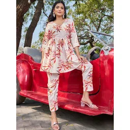 VIBE VISION Floral Printed V-Neck Tunic with Trouser-picture-20