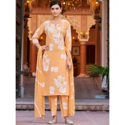 VIBE VISION Women Floral Printed Kurta with Trousers & Dupatta-picture-10