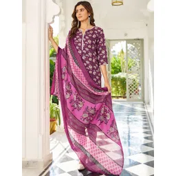 VIBE VISION Women Floral Printed Regular Gotta Patti Kurta with Trousers & With Dupatta-picture-34